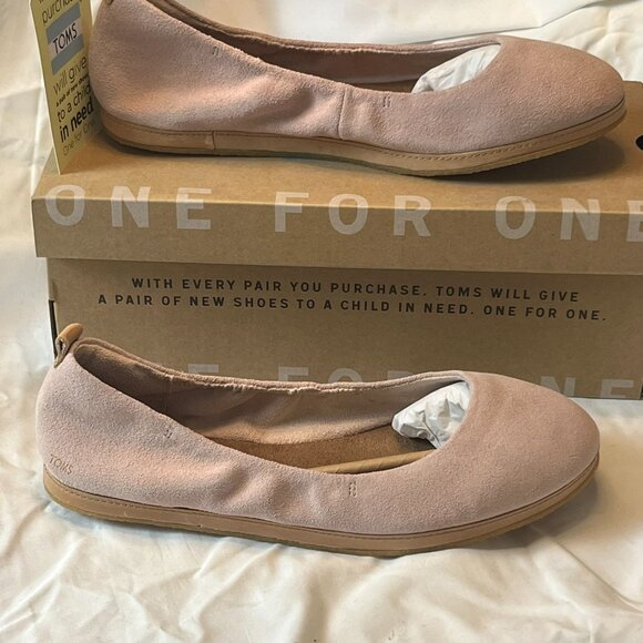 NIB TOMS Olivia Ballet Flats - Blush Suede - Sz 9 - Picture 5 of 12